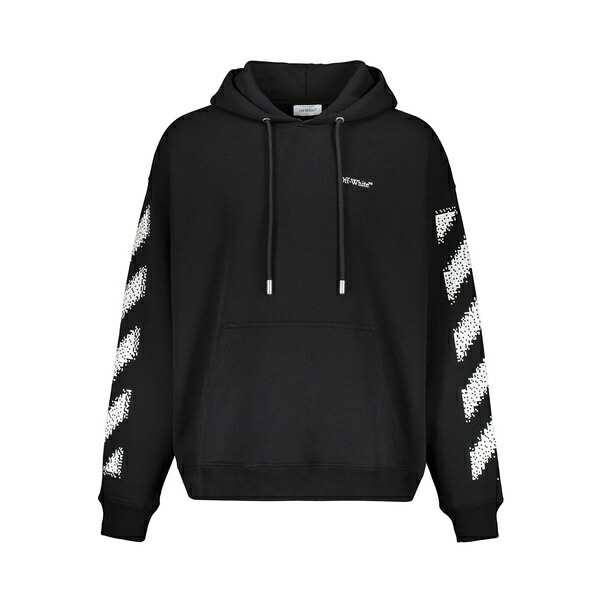 象牙色 メンズ パーカー・スウェットシャツ アウター Pixel diagonal skate logo hoodie Black