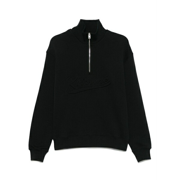 住み家 稲荷 メンズ パーカー・スウェットシャツ アウター Logo-embossed sweatshirt Black
