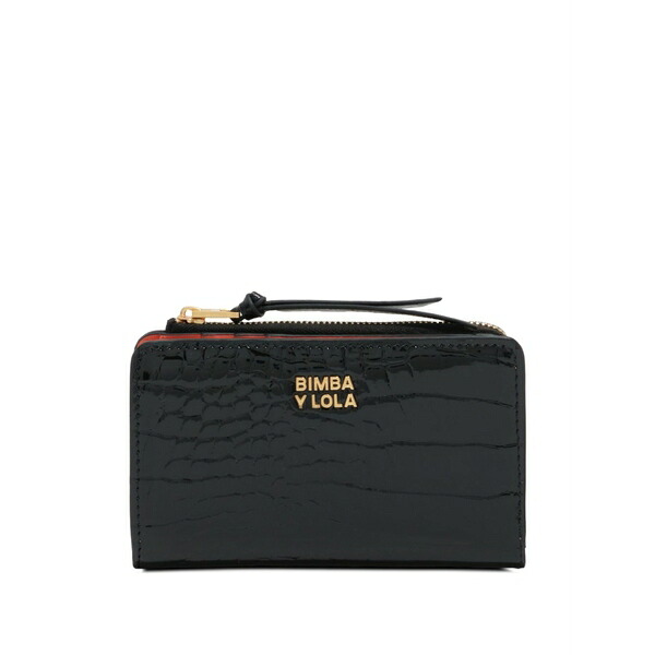 ビンバ イ ローラ レディース 金入れ 付属物 Croc-effect patent wallet Black