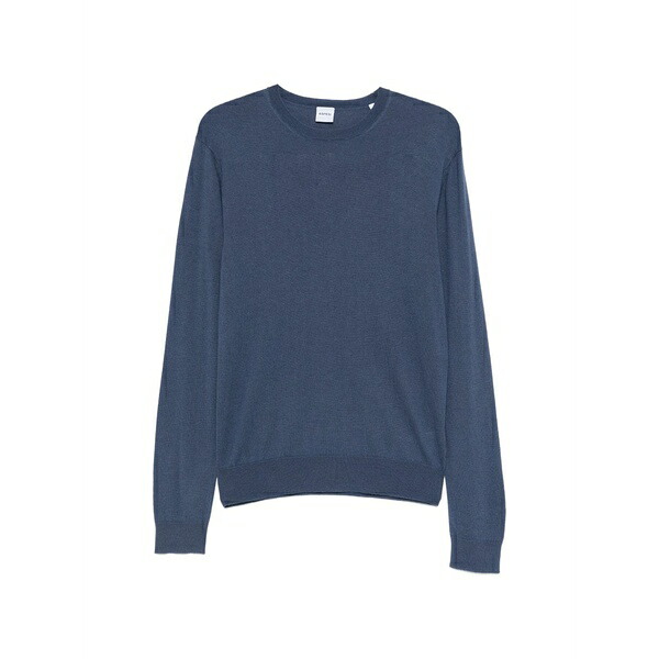 アスペジ メンズ 編み物\u0026プルオーバー アウター Long-sleeve crew neck sweater Blue