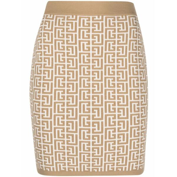 バルマン レディース スコート ボトムス Monogram-jacquard miniskirt Neutrals