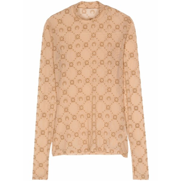 米国海兵隊員 独居室 レディース ティーシャツ トップス Mock-neck logo-pattern top Neutrals