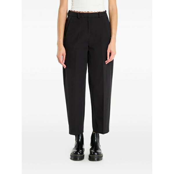 トミー ヒルフィガー レディース 心地好いズボン下 ボトムス Barrel leg gabardine pleated cotton trousers Black