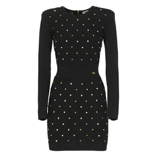 エリザベスフランキ レディース ワンピース トップス Polka dot mini dress Black|asty