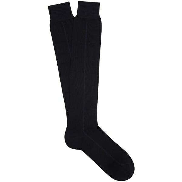 ゼニア メンズ ソックス アンダー御召しもの Triple stitch cotton-blend socks Blue