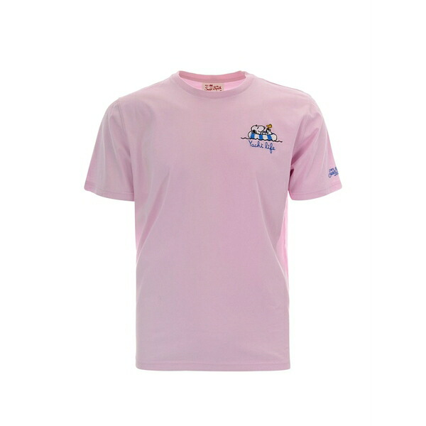 エムシーツーセイントバース メンズ プルオーバー トップス Portofino slogan-embroidered t-shirt Pink