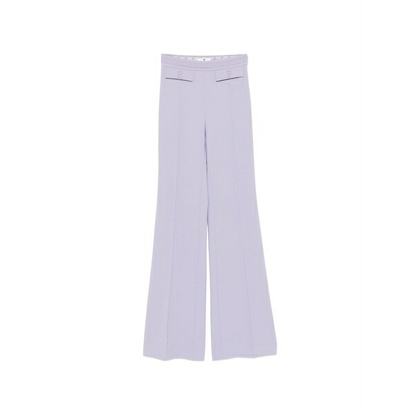 エリザベスフランキ レディース 心地好いズボン下 ボトムス Flap-pocket embroided trousers Purple