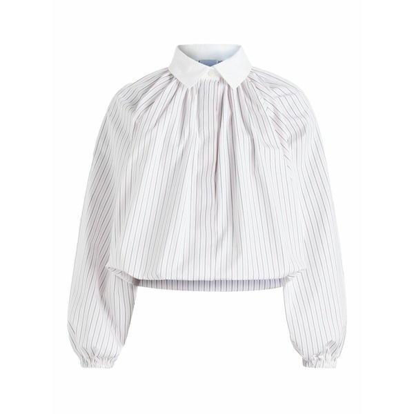 ジャンパトゥ レディース ティーシャツ トップス Striped balloon-sleeves shirt White
