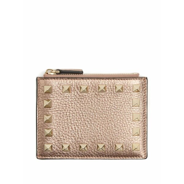 ヴァレンティノ ガラヴァーニ レディース 銭入れ 添え物 Rockstud grainy card holder Pink
