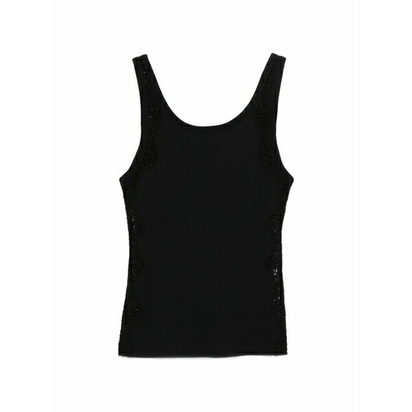 砂子ロ レディース カットソー トップス Lace-trim tank top Black