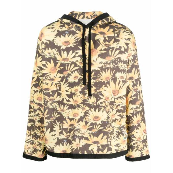 ジル・サンダー メンズ パーカー・スウェットシャツ アウター Floral print drawstring hoodie Yellow
