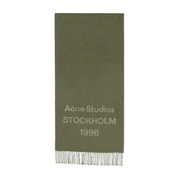 アクネ ストゥディオズ メンズ えり巻き・袈裟・えり巻き 付属物 Logo-embellished wool scarf Green