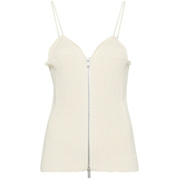 ジル・サンダー レディース カットソー トップス V-neck ribbed top  Neutrals