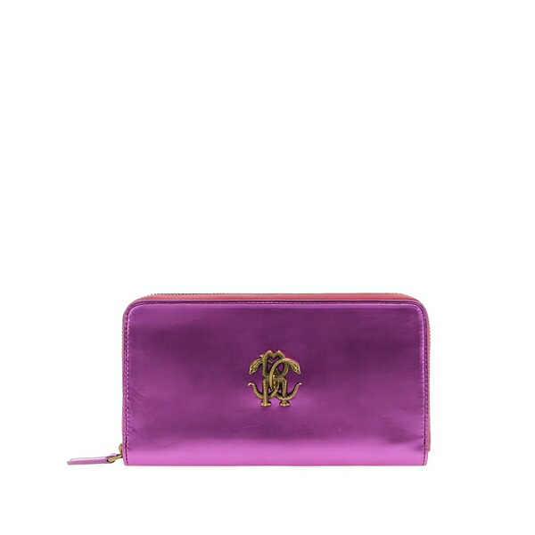 ロベルトカヴァリ レディース 金入れ 付属物 Logo-plaque zip-around wallet Pink