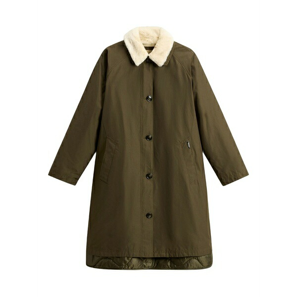 羊毛 金持ち レディース 厚地の外套 アウター Faux-fur padded coat Green