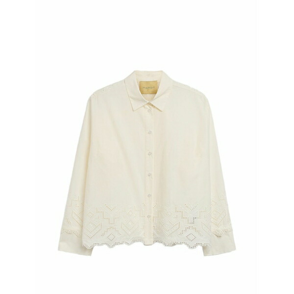モモン レディース プルオーバー トップス Broderie anglaise poplin shirt White