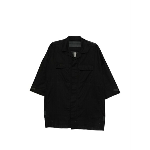 リックオウエンス メンズ プルオーバー トップス Chest-pocket black shirt Black