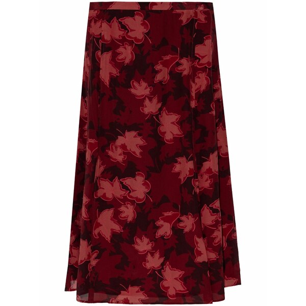 住み家 稲荷 レディース スコート ボトムス Leaf-print MIDI skirt  Red