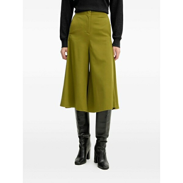 ベネトン  レディース 心地よいズボン下 ボトムス Slit-pocket crop flared trousers Green