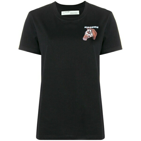 象牙色 レディース ティーシャツ トップス Horse print t-shirt Black