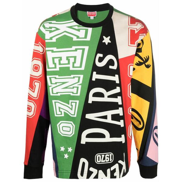 ケンゾー メンズ パーカー・スウェットシャツ アウター Patchwork cotton sweatshirt Green