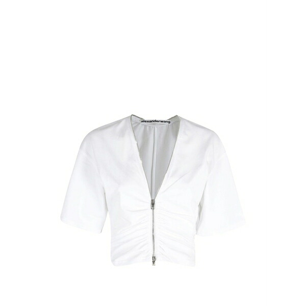 アレキサンダーワン レディース プルオーバー トップス Zipper top White