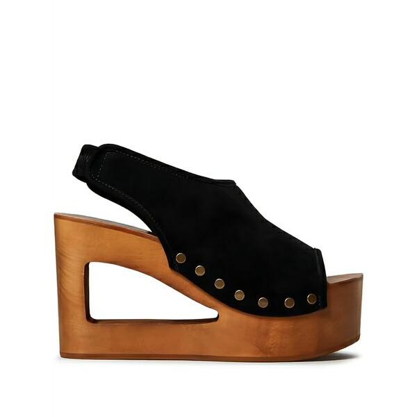 ツイン書き割り レディース サンダル シューズ 105粍 suede platform sandals Black