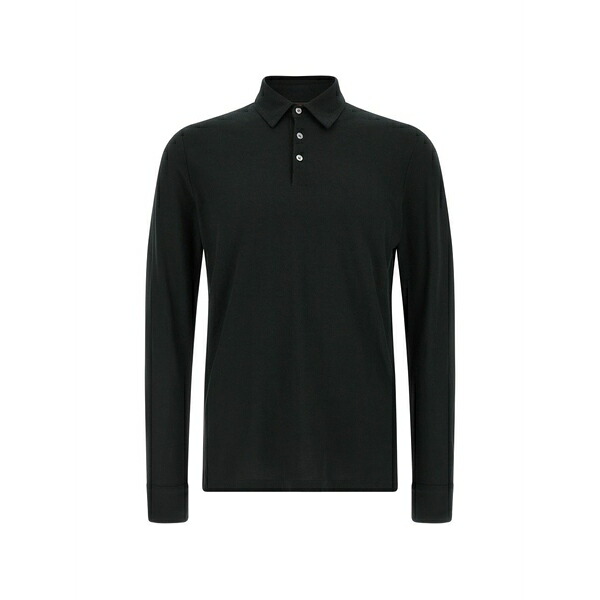 ザノーネ メンズ スポーツシャツ トップス Long-sleeve polo shirt Black