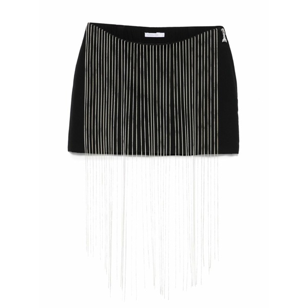 パトリツィア ペペ レディース スコート ボトムス Rhinestone-embellished fringe mini skirt Black