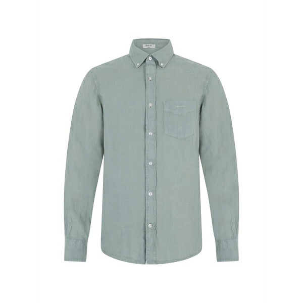 ガント メンズ シャツ トップス Long-sleeve linen shirt Green|asty