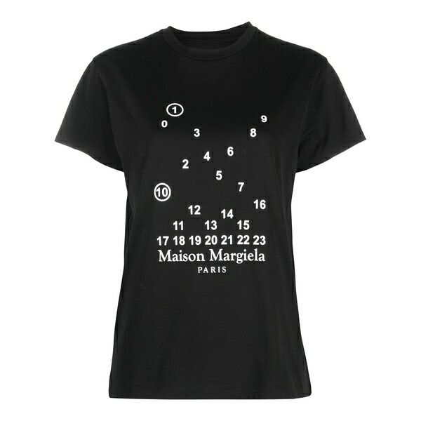 マルタンマルジェラ レディース ティーシャツ トップス Numbers-motif cotton t-shirt Black