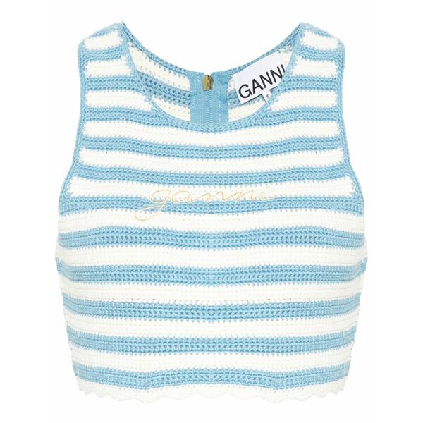 ガニー レディース カットソー トップス Striped organic cotton tank top Blue
