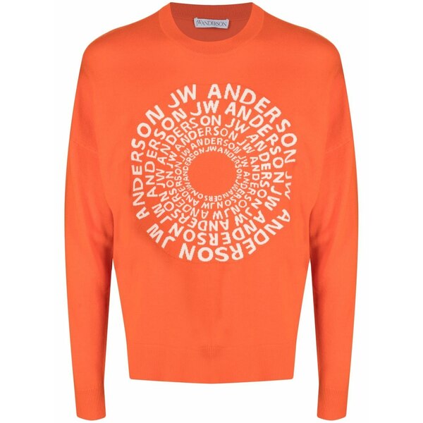 J.W.アンダーソン メンズ 編み物\u0026プルオーバー アウター Swirl logo crew neck jumper Orange