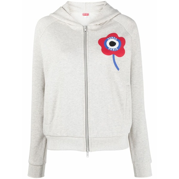 ケンゾー レディース パーカー・スウェットシャツ アウター Logo-print zip-up hoodie Neutrals