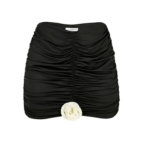 ラルーベッシュ レディース スコート ボトムス Gathered rose-embellished mini skirt Black