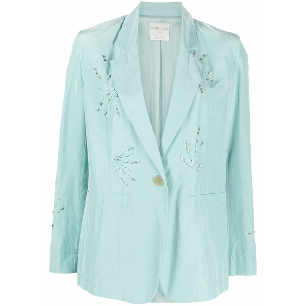 フォルテ フォルテ レディース 上衣＆上衣 アウター Rhinestone-embellished lightweight blazer Blue