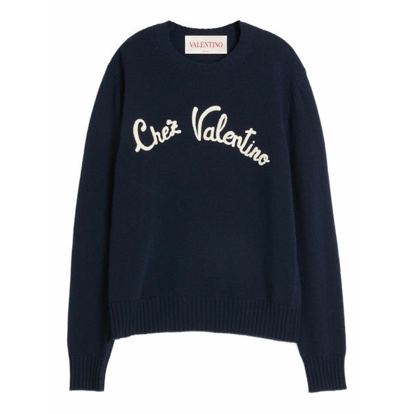 ヴァレンティノ ガラヴァーニ メンズ パーカー・スウェットシャツ アウター Chez-embroidered wool sweater Blue｜asty