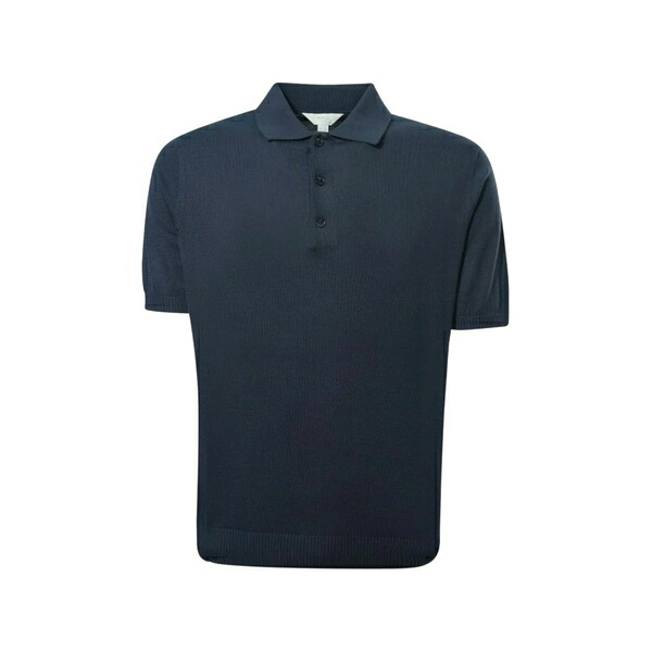 マロ メンズ スポーツシャツ トップス Short-sleeve knitted polo shirt Blue