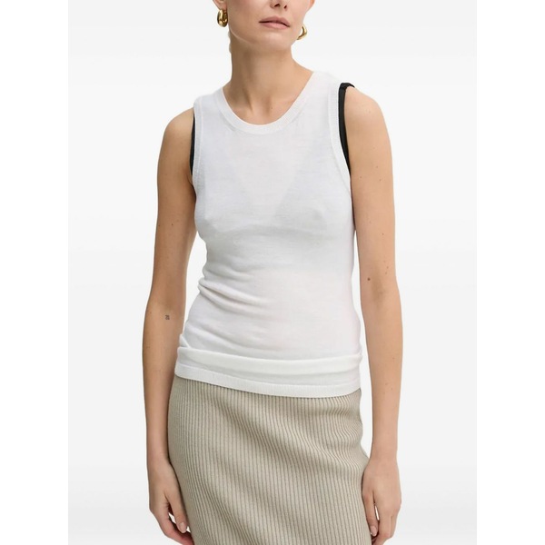 エーロン レディース カットソー トップス Round-neck sleeveless top White