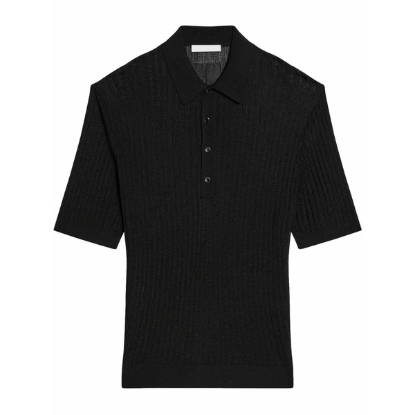 ヘルムート 言葉づかい メンズ スポーツシャツ トップス Ribbed-knit polo shirt  Black