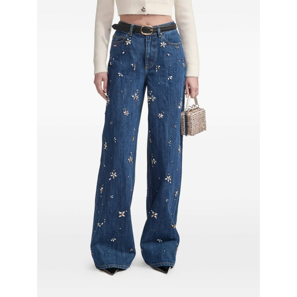 セルフ・ポートレイト レディース ジーンズズボン下 ボトムス Crystal-embellished jeans Blue