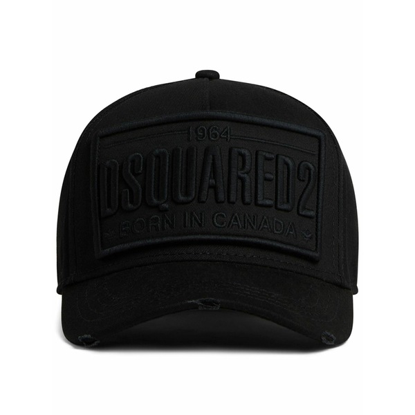 ディースクエアード メンズ かぶり笠 添え物 Logo-embroidered baseball cap Black