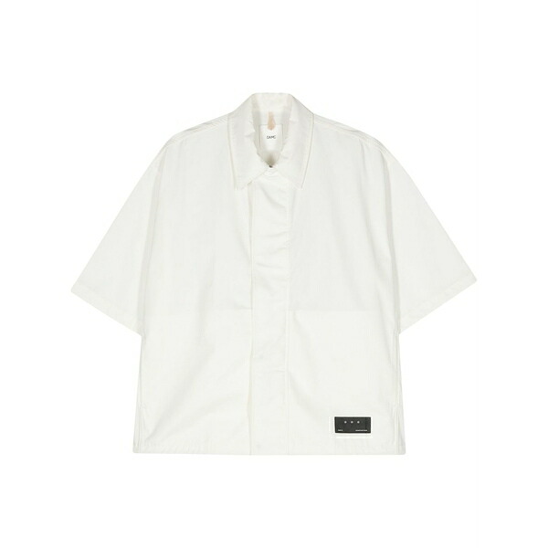 オーエーエムシー メンズ ティーシャツ トップス Logo-patch cotton shirt White