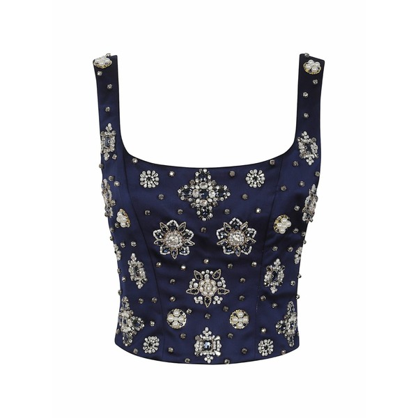 アリス アンド オリビア レディース シャツ トップス Embellished corset Blue|asty