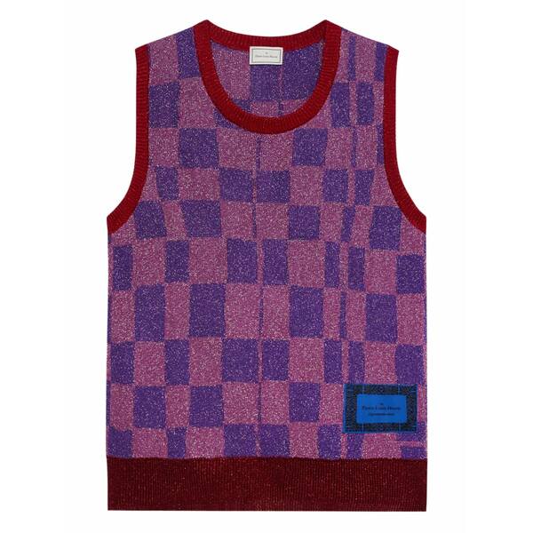 ピエール＝ルイ・マシア メンズ プルオーバー トップス Plaid-pattern knit vest Purple