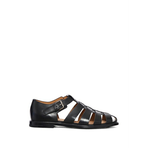 教会堂 メンズ サンダル シューズ Fume leather sandals Black