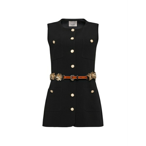 サンクアセプト レディース カットソー トップス Sunflare belted vest Black