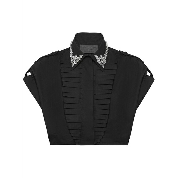 フィリップ飾り気のない レディース プルオーバー トップス Voulant cropped shirt Black