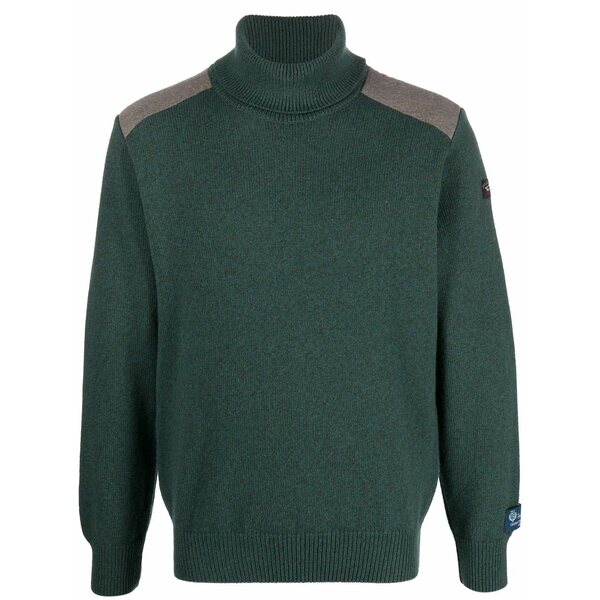 ポールアンドシャーク メンズ 編み物\u0026プルオーバー アウター Wool roll-neck jumper Green
