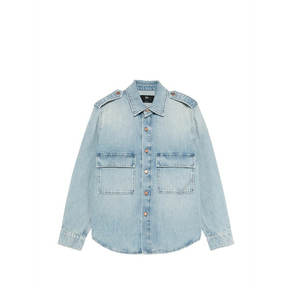 スリーバイワン レディース プルオーバー トップス Kenya button cotton shirt Blue
